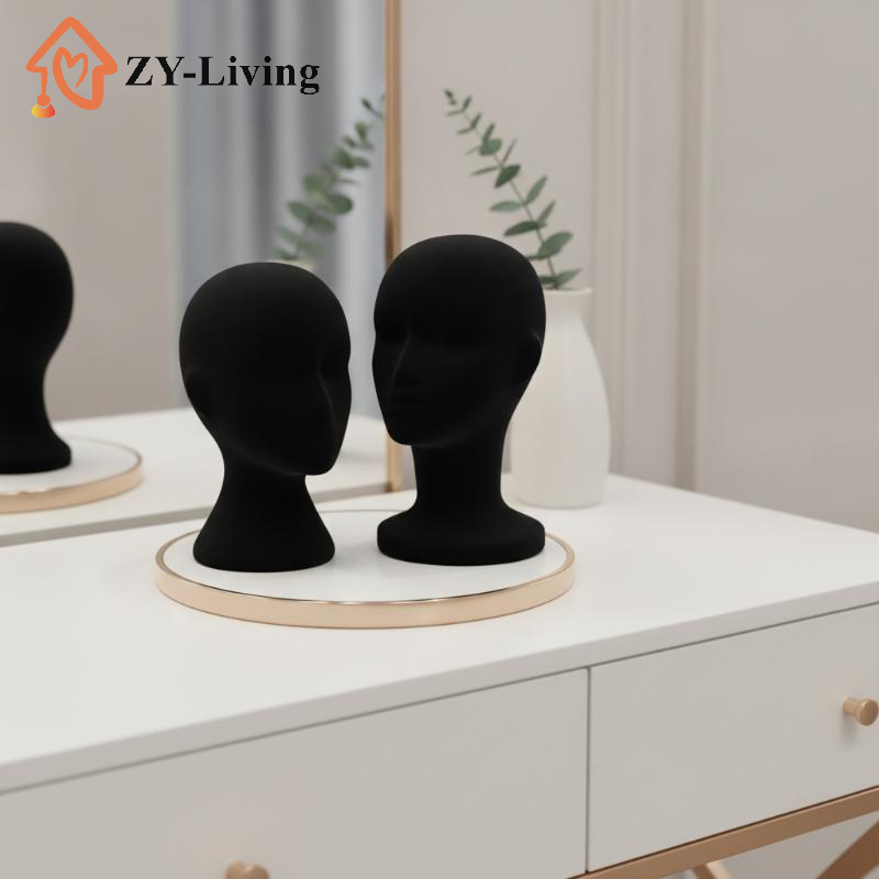 Body Jewelry Shop - Cabeza de maniquí de terciopelo negro,