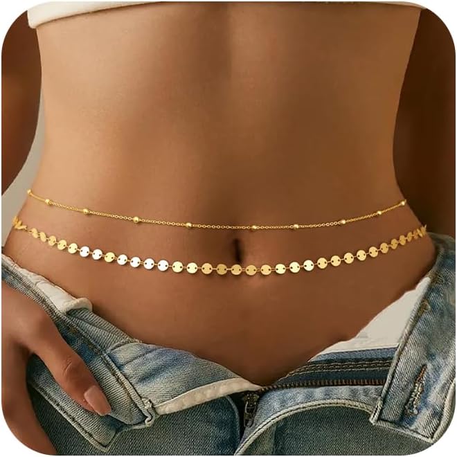 Body Jewelry Gold Plated - Cadena para el vientre chapada en